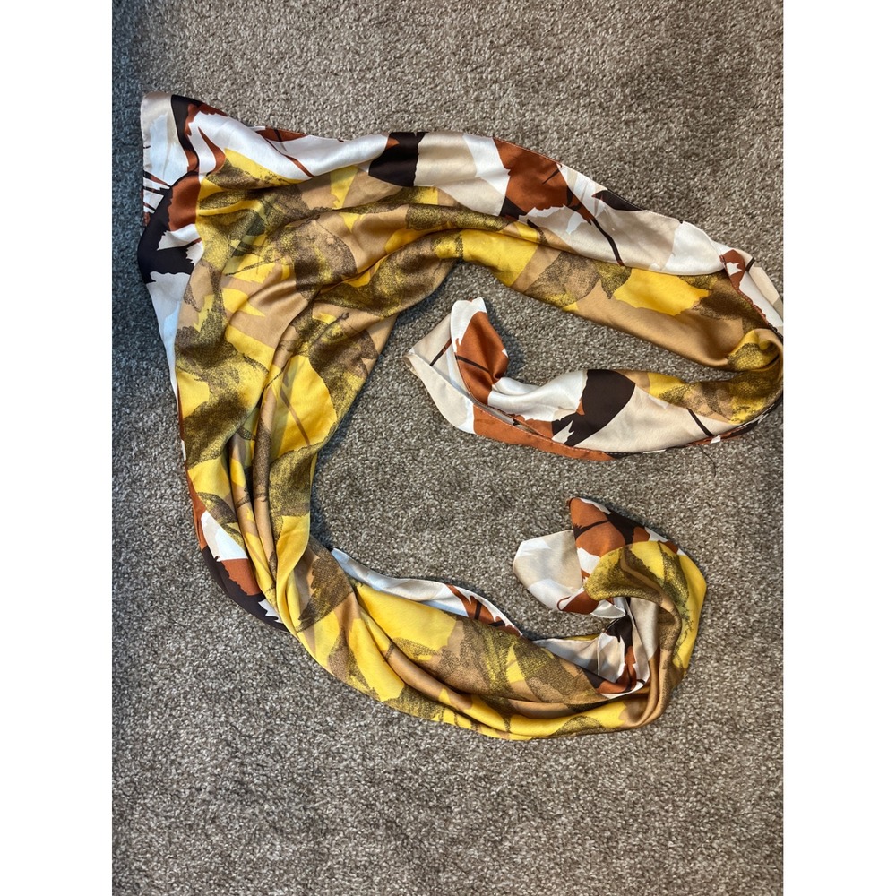 Luxury Silky Abstract Leaf Bird Print Scarf Shawl Wrap Fashion Accessory